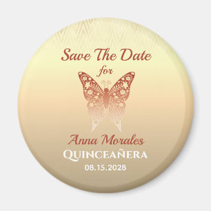 Rose Gold Quinceanera Speichern Sie das Date Magne Magnet