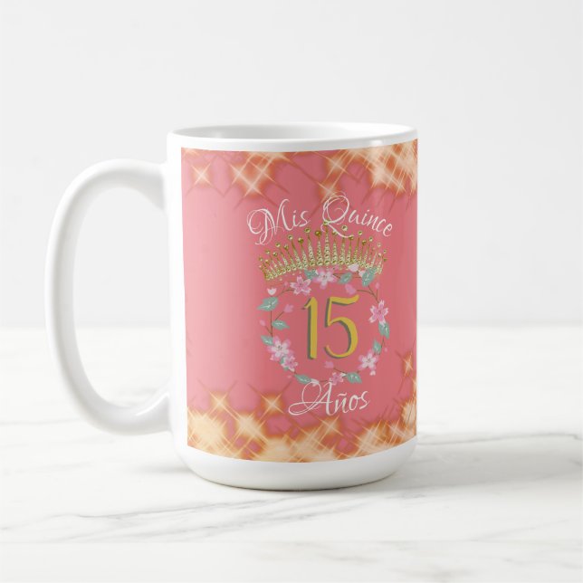 Rose Gold Quinceanera Vintag Boho Spanisch Kaffeetasse (Links)