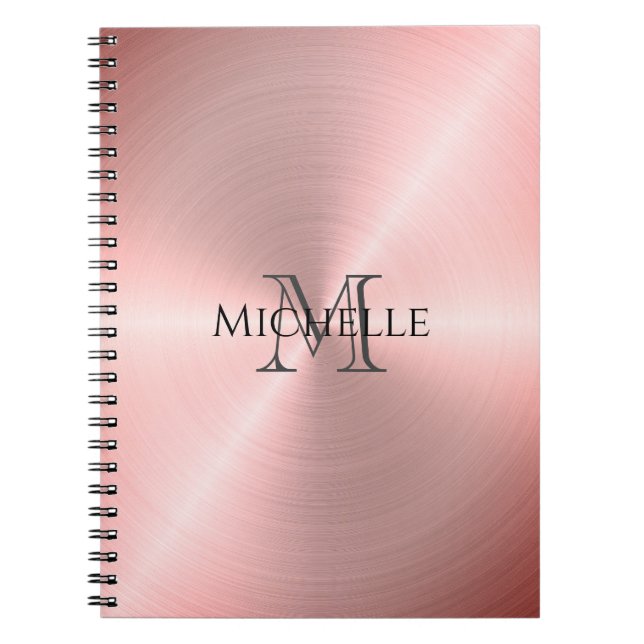 Rose Gold Radial Metallic Monogramm Notizblock (Vorderseite)