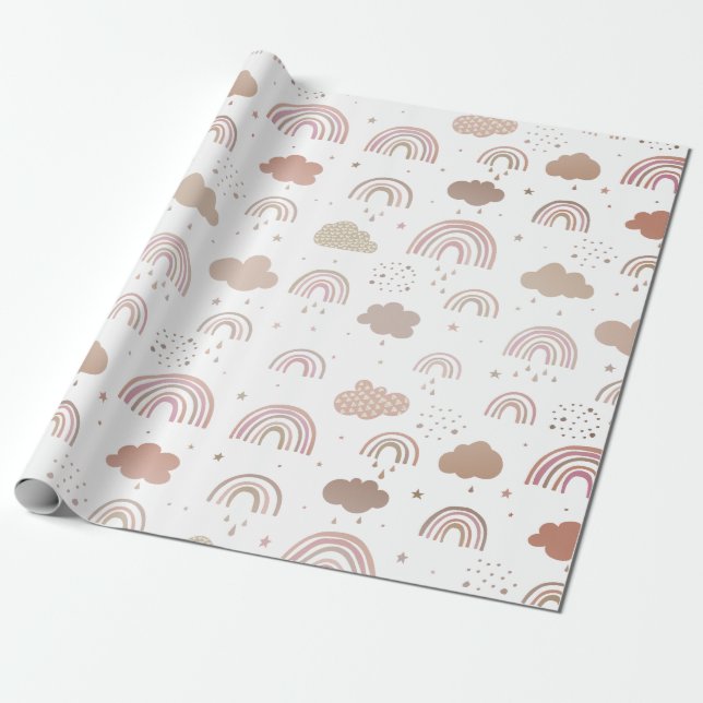 Rose Gold Rainbow Muster Geschenkpapier (Ungerollt)