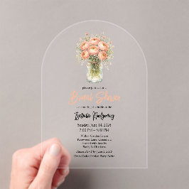 Rose Gold Ranunculus Mason Jar Bridal Shower Acryleinladungen