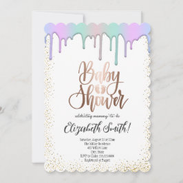 Rose Gold, Regenbogenfarbene Sterne Baby Dusche In Einladung