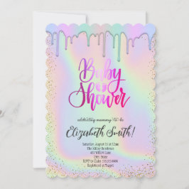 Rose Gold, Regenbogenfarbene Sterne Babydusche Einladung