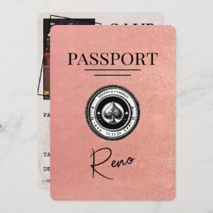 Rose Gold Reno Passport Save the Date