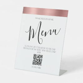 Rose Gold Restaurant Menü QR Code Pedestale Schild