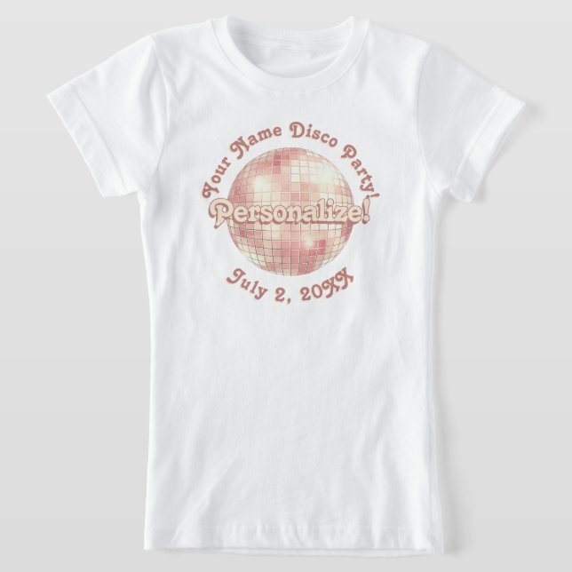 Rose Gold Retro Disco Ball PERSONALISIERTER T - Sh T-Shirt (Ablage )
