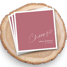 Rose Gold Romance: White Cheers & Heart Wedding Serviette