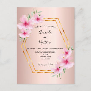 Rose Gold Rosa Blume Hochzeit Einladung Postkarte