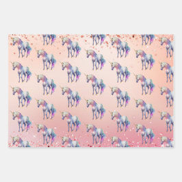 Rose Gold Rosa Einhorn Sparkone Geschenkpapier Set