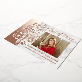 Rose Gold Rosa Elegante Foto Abschluss Swirl Folieneinladung