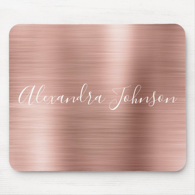 Rose Gold - Rosa Foil Moderne Girl Mousepad (Vorne)
