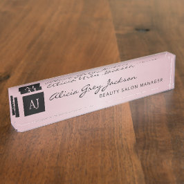 Rose Gold Rosa Giro Business Office modern Namensplakette