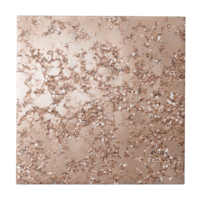 Rose Gold Rosa Glam Sparkle Mauer Fliese (Vorderseite)