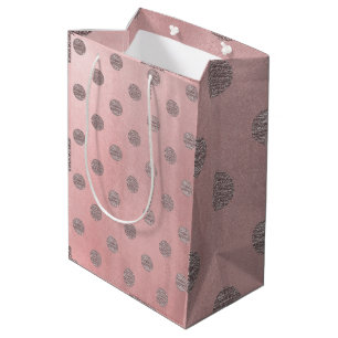 Rose Gold Rosa Glanz Glamour Punkte Modern Chic Mittlere Geschenktüte