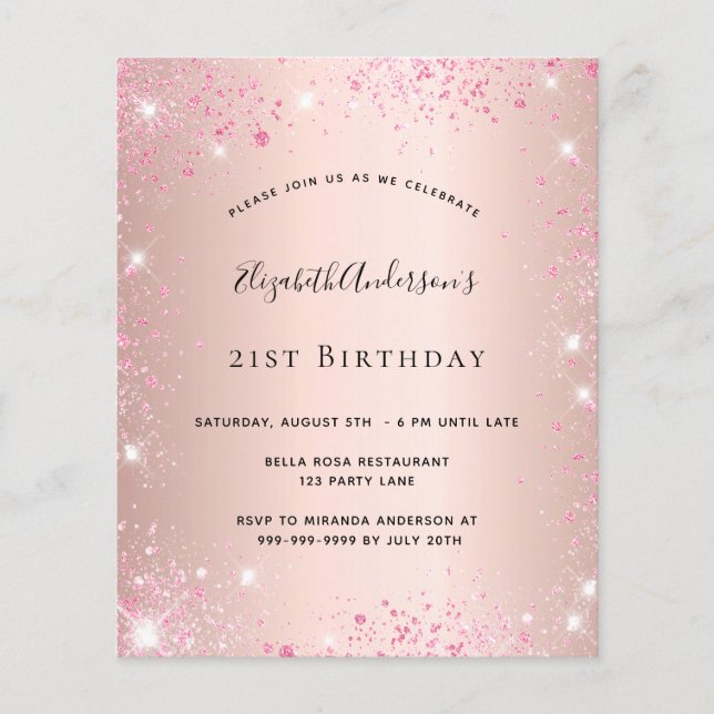Rose Gold Rosa Glitzer Flyer (Vorne)