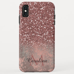 Rose Gold Rosa Glitzer, Graumarmor, Personalisiert Case-Mate iPhone Hülle