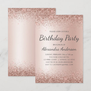 Rose Gold Rosa Glitzer jedes Alter Geburtstagspart Einladung