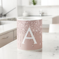 Rose Gold - Rosa Glitzer Monogramm Name