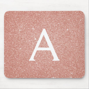 Rose Gold - Rosa Glitzer Monogramm Name Mousepad