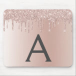 Rose Gold - Rosa Glitzer Monogramm Name Mousepad<br><div class="desc">Blush Pink - Rose Gold Imitate Sparkle und Dripping Glitzer auf Ombre Metallic Foil Monogram Name und Initial Monogram Mouse pad. Dieses luxuriöse und mit Monogramm Mousepad eignet sich perfekt für Zuhause oder Büro und wäre ein perfektes Geschenk für Studierende oder Mitarbeiter. Bitte kontaktieren Sie den Designer, um passende Artikel...</div>
