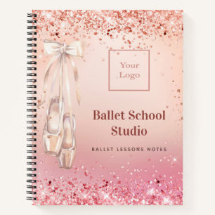 Rose gold Rosa Glitzer Tanzschule Logo Journal Notizbuch