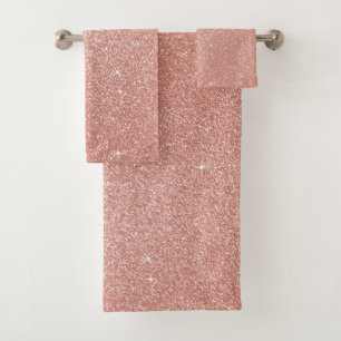 Rose Gold - Rosa Glitzer und Sparkor Badhandtuch Set
