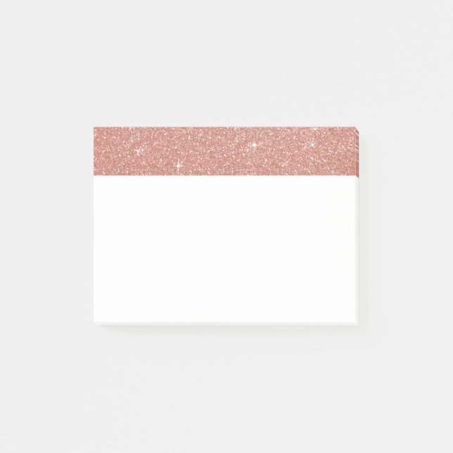 Rose Gold - Rosa Glitzer und Sparkor Post-it Klebezettel (Vorderseite)