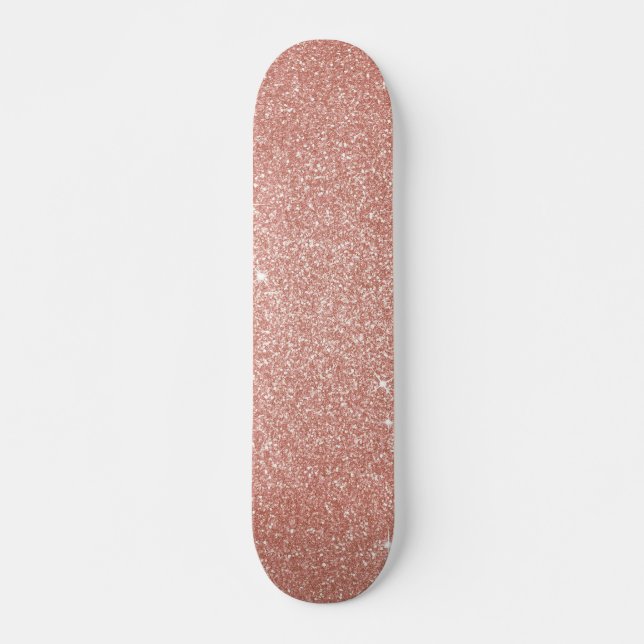 Rose Gold - Rosa Glitzer und Sparkor Skateboard (Vorne)
