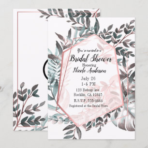 Rose Gold Rosa Hauch Botanische Bridal Shower Einladung