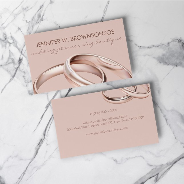 Rose Gold Rosa Hochzeitsfeierring Visitenkarte (Rose gold Pink Wedding Celebration Ring Business Card)