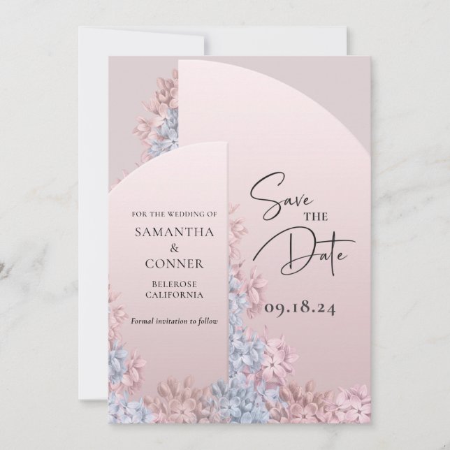 Rose Gold rosa Hyazinthen Frühling boho Save the D Date (Vorderseite)