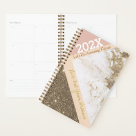 Rose Gold Rosa Imitate Marmor Trendy Jahr Planer