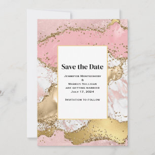 Rose Gold Rosa Marmor Abstrakte Hochzeit Save The Date