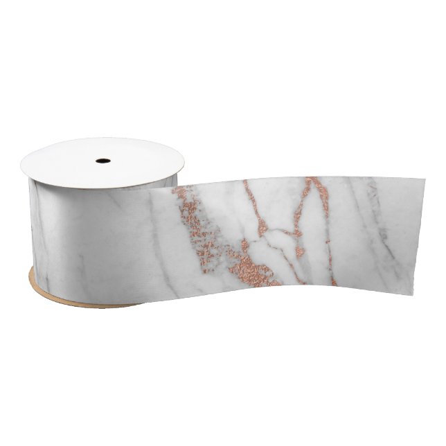 Rose Gold Rosa Marmor Carrara Abstrakt weiß Satinband (Spule)