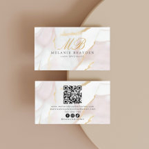 Rose Gold Rosa Marmormor Monogram QR Code