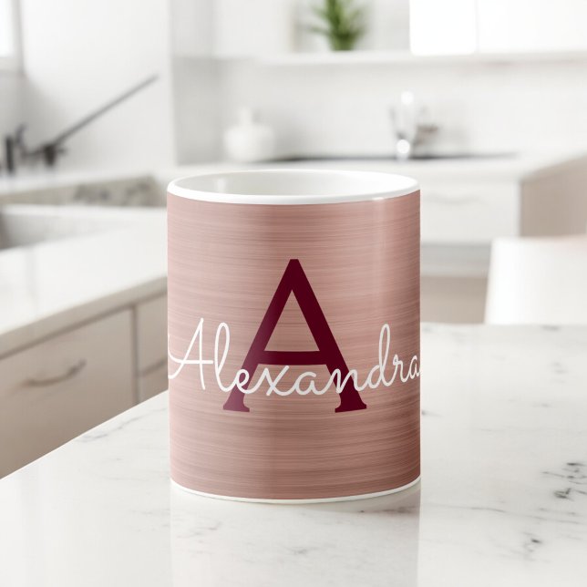 Rose Gold - Rosa Metallische Monogrammbezeichnung  Kaffeetasse (Von Creator hochgeladen)