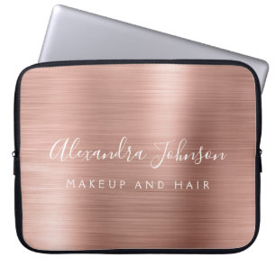 Rose Gold - Rosa Metallisches Monogramm-Geschäft Laptopschutzhülle