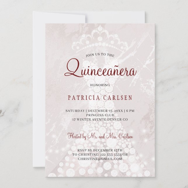 Rose Gold Rosa Moderne elegante Quinceanera Einladung (Vorderseite)