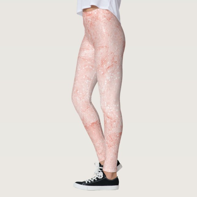 Rose Gold Rosa Quarz Marmor Glanz Leggings (Links)