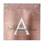 Rose Gold - Rosa Rosa Glitzer Metal Monogramm Name Fliese<br><div class="desc">Rose Gold - Schwarz rosa Imitate Foil Metallic Sparkle Glitzer gebürstete Metal Monogram Name und Initial Keramik Tiles. Das macht den perfekten 16 Geburtstag,  Hochzeit,  Brautparty,  Jubiläum,  Babydusche oder Junggeselinnen-Abschied Geschenk für jemanden,  der Lieben glamourösen Luxus und schicke Stile.</div>