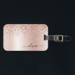 Rose Gold - Rosa Rosa Glitzer Metal Monogramm Name Gepäckanhänger<br><div class="desc">Rose Gold - Schwarz rosa Imitate Folie Glitzer aus metallischem Sparkle mit Monogramm-Namen und Anfangsbeutel oder Gepäckmarke aus gebürstetem Metall. Das macht den perfekten 16 Geburtstag,  Hochzeit,  Brautparty,  Jubiläum,  Babydusche oder Junggeselinnen-Abschied Geschenk für jemanden,  der Lieben glamourösen Luxus und schicke Stile.</div>