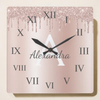 Rose Gold - Rosa Rosa Glitzer Metal Monogramm Name