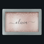 Rose Gold - Rosa Rosa Glitzer Metal Monogramm Name Rechteckige Gürtelschnalle<br><div class="desc">Rose Gold - Rosa Imitate verfärben Metallspaltereimer Glitzer gebürsteter Metal Monogramm Name Gürtelschnalle. Das macht den perfekten Abschluss,  süß 16 16.,  18.,  21.,  30.,  40.,  50.,  60.,  70.,  80.,  90.,  100. Geburtstag,  Hochzeit,  Brautparty,  Jubiläum,  Babydusche oder Junggeselinnen-Abschied Geschenk für jemanden,  der Luxus und Chic Stil Lieben glänze.</div>