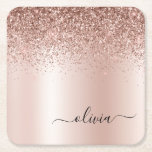 Rose Gold - Rosa Rosa Glitzer Metal Monogramm Name Rechteckiger Pappuntersetzer<br><div class="desc">Rose Gold - Rosa schwarze Imitate Foil metallic Sparkle Glitzer gebürstete Metal Monogram Name Paper Untersetzer. Dies macht den perfekten Abschluss,  Geburtstag,  Hochzeit,  Brautparty,  Jubiläum,  Babydusche oder Junggeselinnen-Abschied Geschenk für jemanden,  die Lieben glamourösen Luxus und schicke Stile.</div>