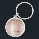 Rose Gold - Rosa Rosa Glitzer Metal Monogramm Name Schlüsselanhänger<br><div class="desc">Rose Gold - Pinselpinke Imitate Foil metallic sparkle Glitzer gebürstete Metal Monogram Name Keychains (Key Chain). Das macht den perfekten 16 Geburtstag,  Hochzeit,  Brautparty,  Jubiläum,  Babydusche oder Junggeselinnen-Abschied Geschenk für jemanden,  der Lieben glamourösen Luxus und schicke Stile.</div>