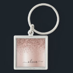 Rose Gold - Rosa Rosa Glitzer Metal Monogramm Name Schlüsselanhänger<br><div class="desc">Rose Gold - Pinselpinke Imitate Foil metallic sparkle Glitzer gebürstete Metal Monogram Name Keychains (Key Chain). Das macht den perfekten 16 Geburtstag,  Hochzeit,  Brautparty,  Jubiläum,  Babydusche oder Junggeselinnen-Abschied Geschenk für jemanden,  der Lieben glamourösen Luxus und schicke Stile.</div>