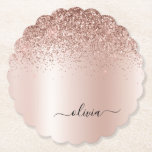 Rose Gold - Rosa Rosa Glitzer Metal Monogramm Name Untersetzer<br><div class="desc">Rose Gold - Rosa schwarze Imitate Foil metallic Sparkle Glitzer gebürstete Metal Monogram Name Paper Untersetzer. Dies macht den perfekten Abschluss,  Geburtstag,  Hochzeit,  Brautparty,  Jubiläum,  Babydusche oder Junggeselinnen-Abschied Geschenk für jemanden,  die Lieben glamourösen Luxus und schicke Stile.</div>