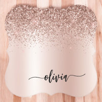 Rose Gold - Rosa Rosa Glitzer Metal Monogramm Name