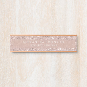 Rose Gold - Rosa Rosa Glitzer Sparkle Moderner Chi Türschild