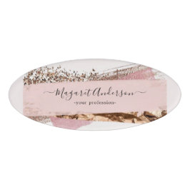 Rose Gold Rosa Rosa Label Mitarbeiterinnen Namenschild